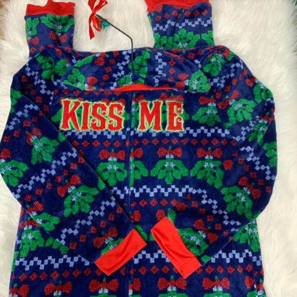NEW Mistletoe Ugly Christmas Drop Seat Union PJs XL - Picture 4 of 5